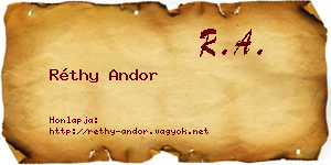 Réthy Andor névjegykártya